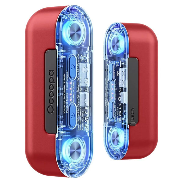 Ocoopa Hand Warmer Ut2s Gamerpro Ut4103-rd Power Bank Magnetic Design 7 Led Lights Type-c 18w 2x5000mah Red