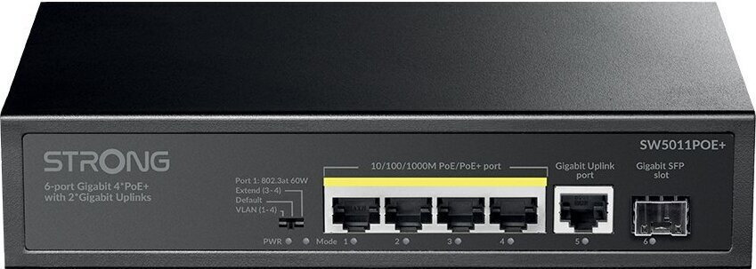 20250930114452_strong_sw5011poe_unmanaged_l2_poe_switch_me_5_thyres_gigabit_1gbps_ethernet_kai_1_sfp_thyra Strong SW5011POE+ Unmanaged L2 PoE+ - Image 1