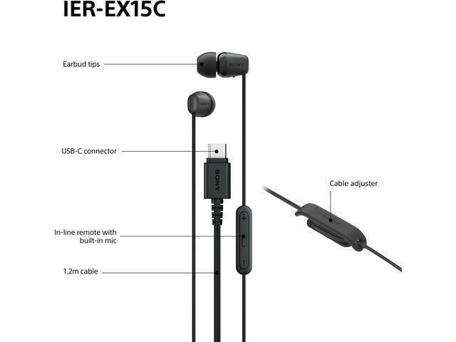 20251007123852_df7b18b5 Sony Ier-ex15c In-ear Handsfree Ακουστικά με Βύσμα USB-C Μαύρο - Image 3