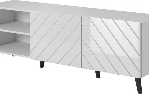 Γωνιακό Ξύλινο με Ρόδες & Φωτισμό LED Λευκό 150x42x52εκ. STVCMMZPM0201