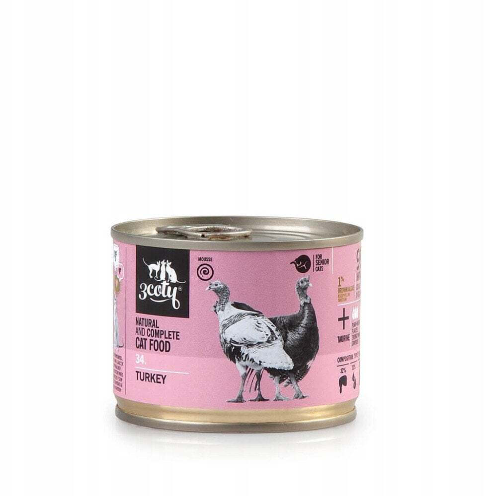 3coty Υγρή Τροφή για Ηλικιωμένες Γάτες με Γαλοπούλα 180gr