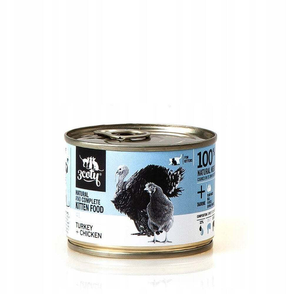 3coty Υγρή Τροφή για Γάτες με Γαλοπούλα και Κοτόπουλο 180gr