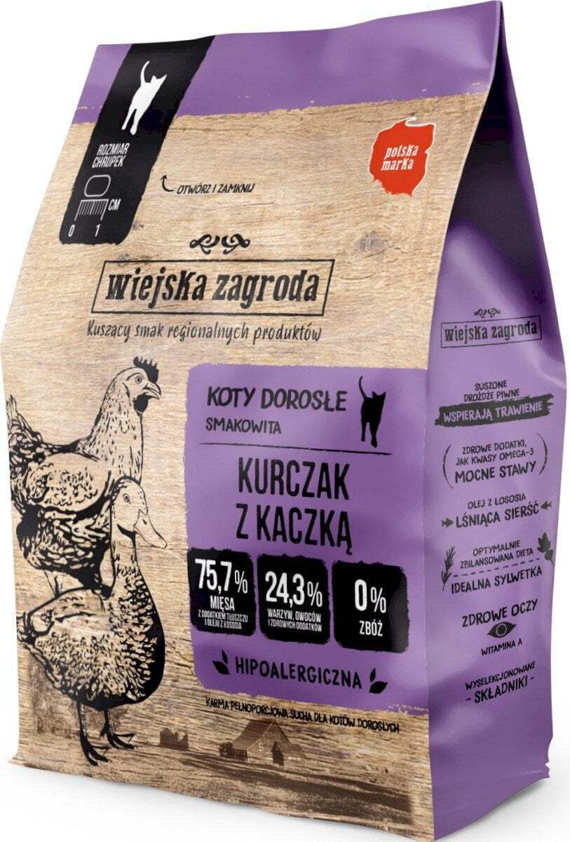 Wiejska Zagroda Ξηρά Τροφή για Ενήλικες Γάτες με Κοτόπουλο / Πάπια 0.4kg