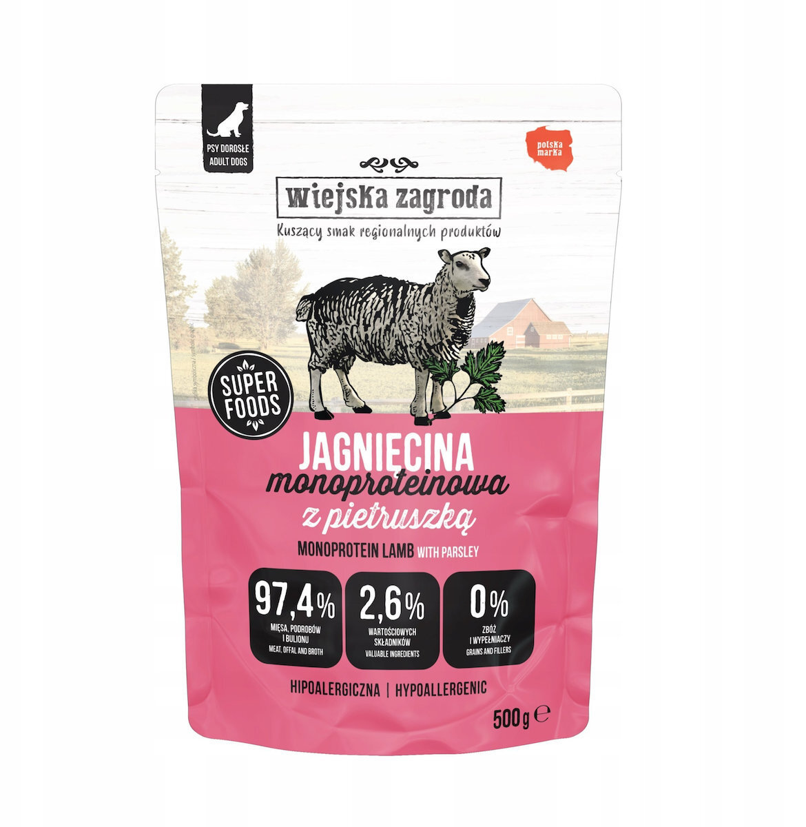 Wiejska Zagroda Υγρή Τροφή Σκύλων με Αρνί 500gr