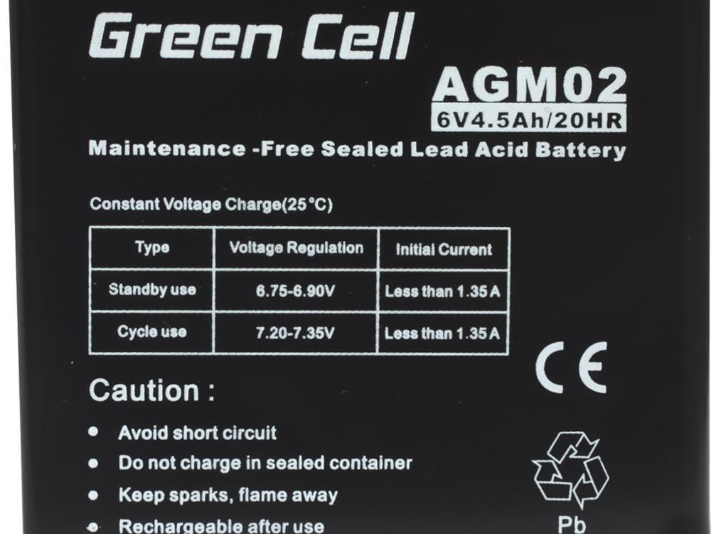 24Z4e3k860y0W1I6f260Y3k4m343X8z5 Green Cell με Χωρητικότητα 4.5Ah και Τάση 6V AGM02 1τμχ - Image 7