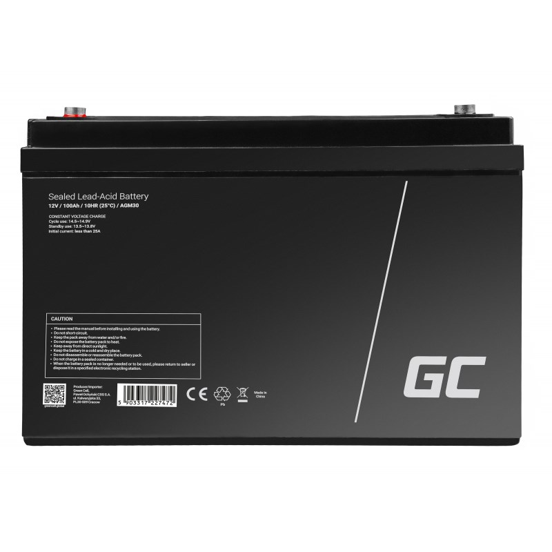 56M7V4b24040o1K7z0w8m5X4M9t0B584 Green Cell Μπαταρία Φωτοβολταϊκών AGM Κλειστού Τύπου Βαθειάς Εκφόρτισης 12V 100Ah (AGM30) - Image 7