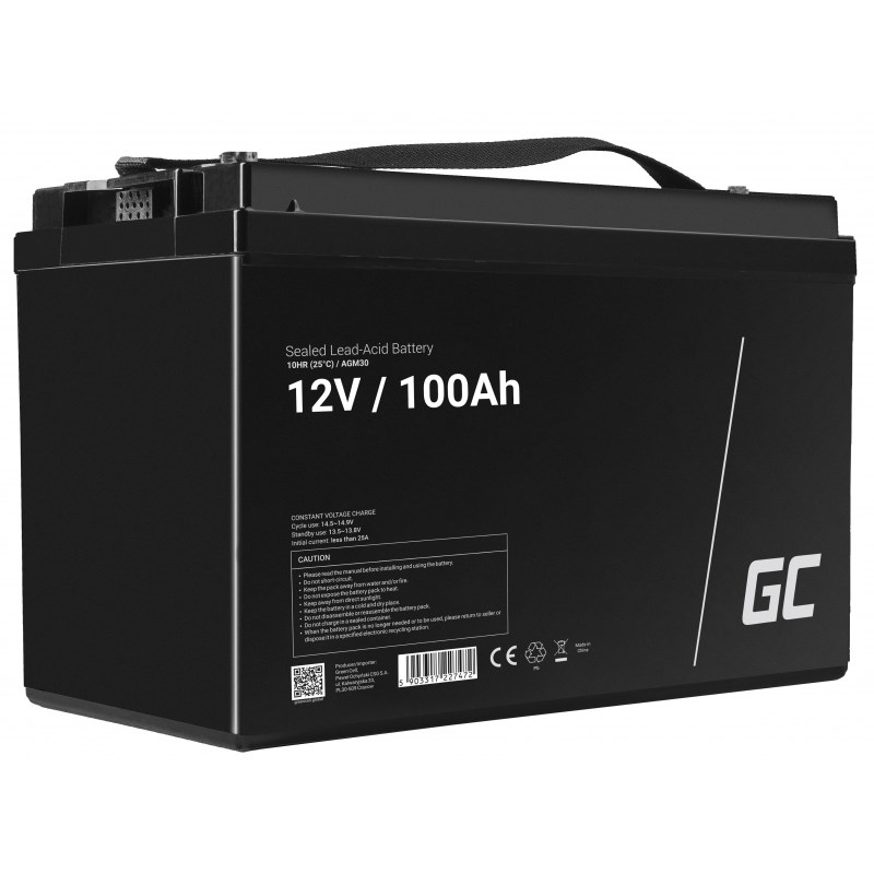 C8F2U3T1m0c0S1V7e008n564e9j0C553 Green Cell Μπαταρία Φωτοβολταϊκών AGM Κλειστού Τύπου Βαθειάς Εκφόρτισης 12V 100Ah (AGM30) - Image 4