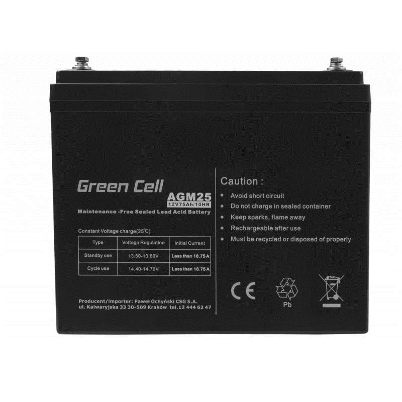 E709t6M6V0H071w6F2h0n3C4b3l3w1D6 Green Cell με Χωρητικότητα 75Ah και Τάση 12V AGM25 1τμχ - Image 6