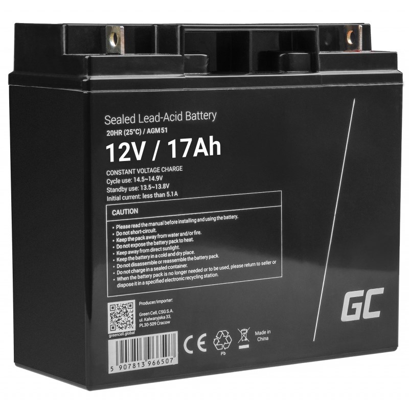 K5J8v6i650V0a1H7f0g90705J7Q9q8s3 Green Cell με Χωρητικότητα 17Ah και Τάση 12V AGM51 1τμχ - Image 3