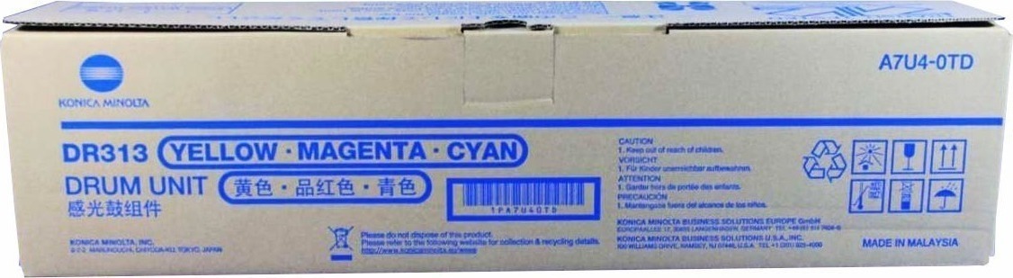 Konica Minolta DR-313 Γνήσιο Drum Laser Εκτυπωτή Κυανό/Κίτρινο/Ματζέντα 75000 Σελίδων (A7U40TD)