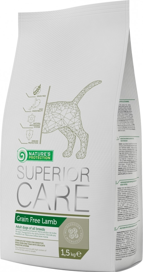 Nature's Protection Superior Care Grain Free Adult 1.5kg Ξηρά Τροφή χωρίς Σιτηρά & Γλουτένη για Ενήλικους Σκύλους με Αρνί