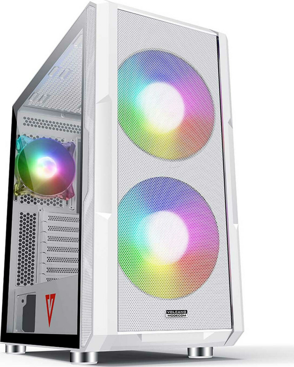 Modecom Amirani ARGB Gaming Midi Tower Κουτί Υπολογιστή με Πλαϊνό Παράθυρο Λευκό