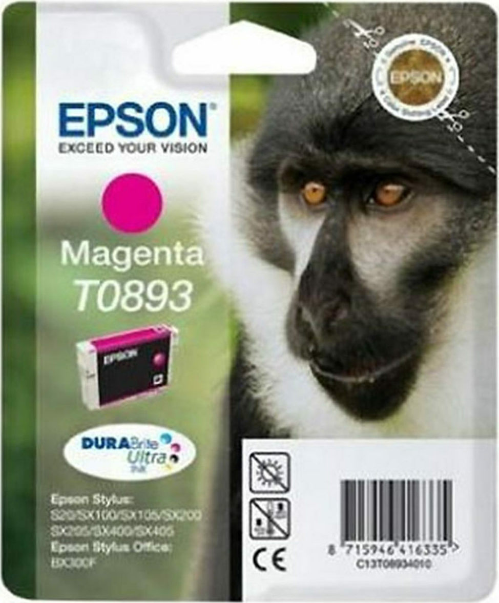 Epson T0893 Γνήσιο Μελάνι Εκτυπωτή InkJet Ματζέντα (C13T08934011 C13T08934010)