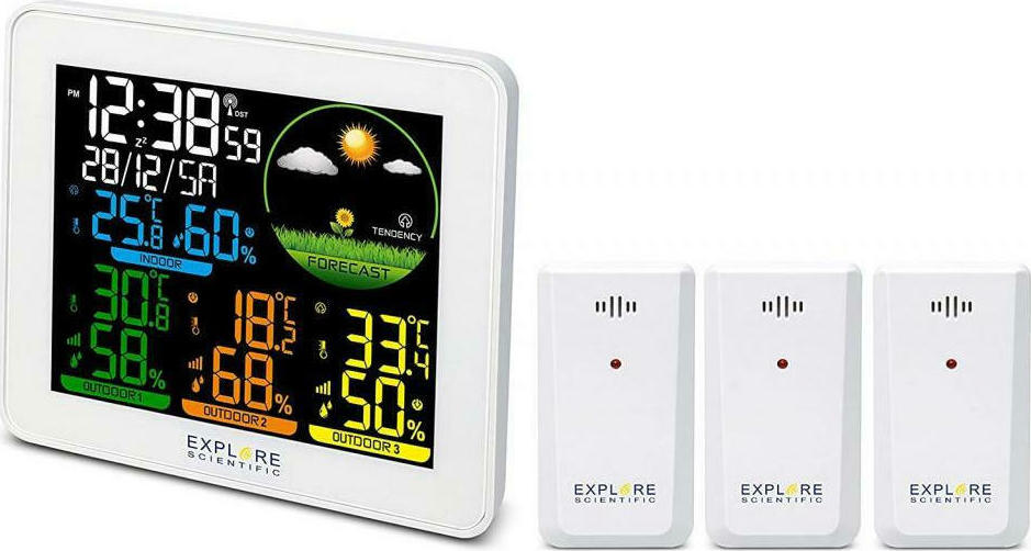 Explore Scientific Ασύρματος Μετεωρολογικός Σταθμός Ψηφιακός Επίτοιχος Λευκός