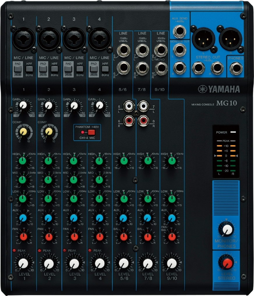 Yamaha MG-10 H020.00084 Αναλογική Κονσόλα 10 Καναλιών με Phantom Power & 4 Εισόδους XLR