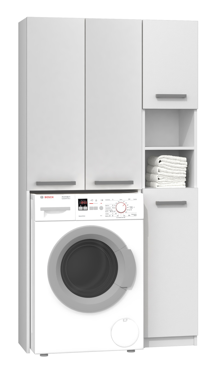 Topeshop Marpol DD Ντουλάπι Μπάνιου Πλυντηρίου Μ96xΒ30xΥ183cm Λευκό