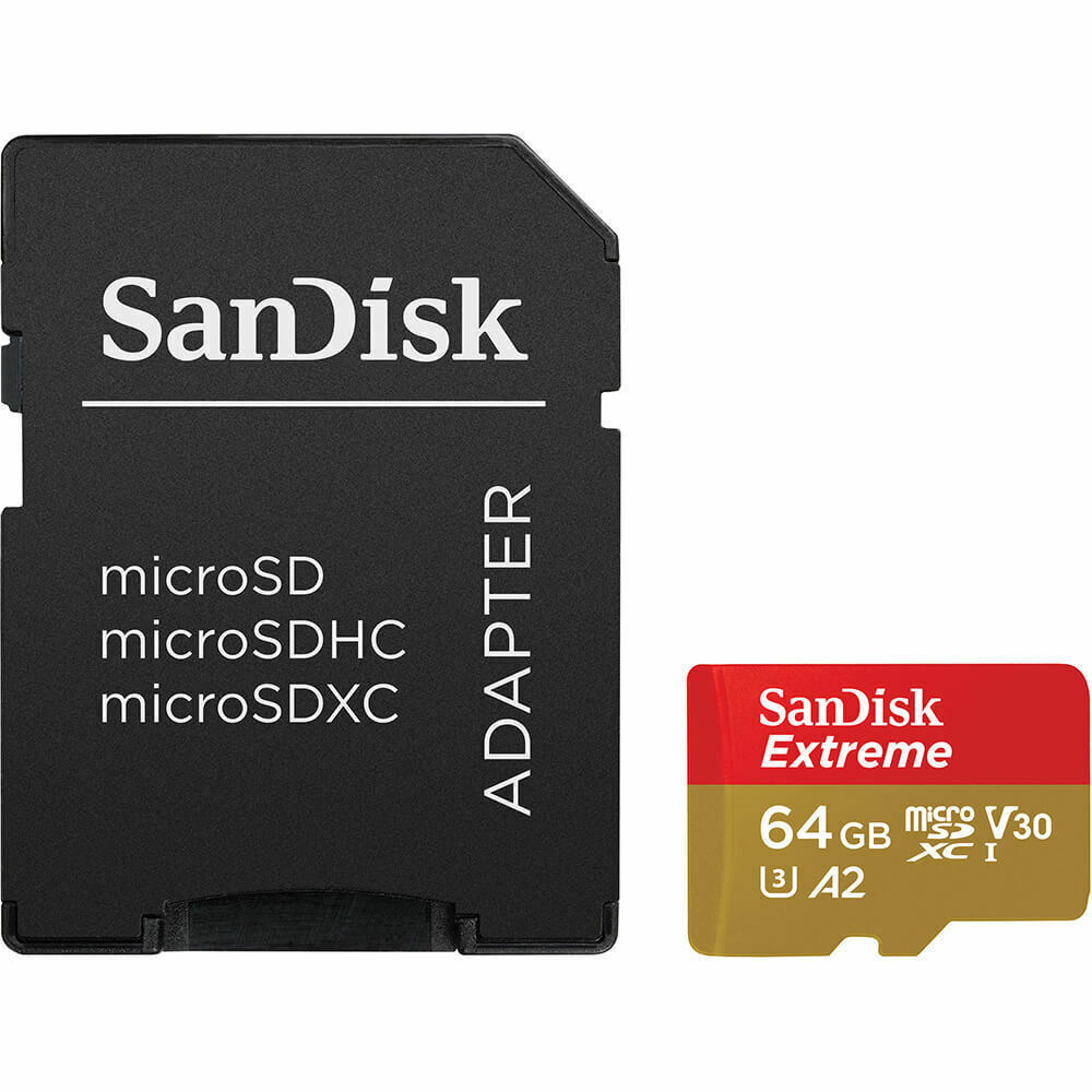 Sandisk Extreme microSDXC 64GB Class 10 U3 V30 A2 UHS-I με αντάπτορα SDSQXAH-064G-GN6AA