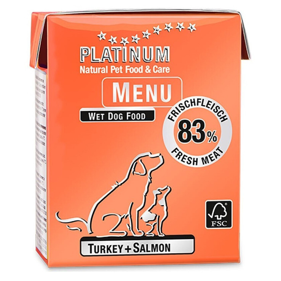 Platinum Pet Food & Care Menu Υγρή Τροφή Σκύλων σε Φακελάκι με Γαλοπούλα και Σολομό χωρίς Σιτηρά 375gr 79942