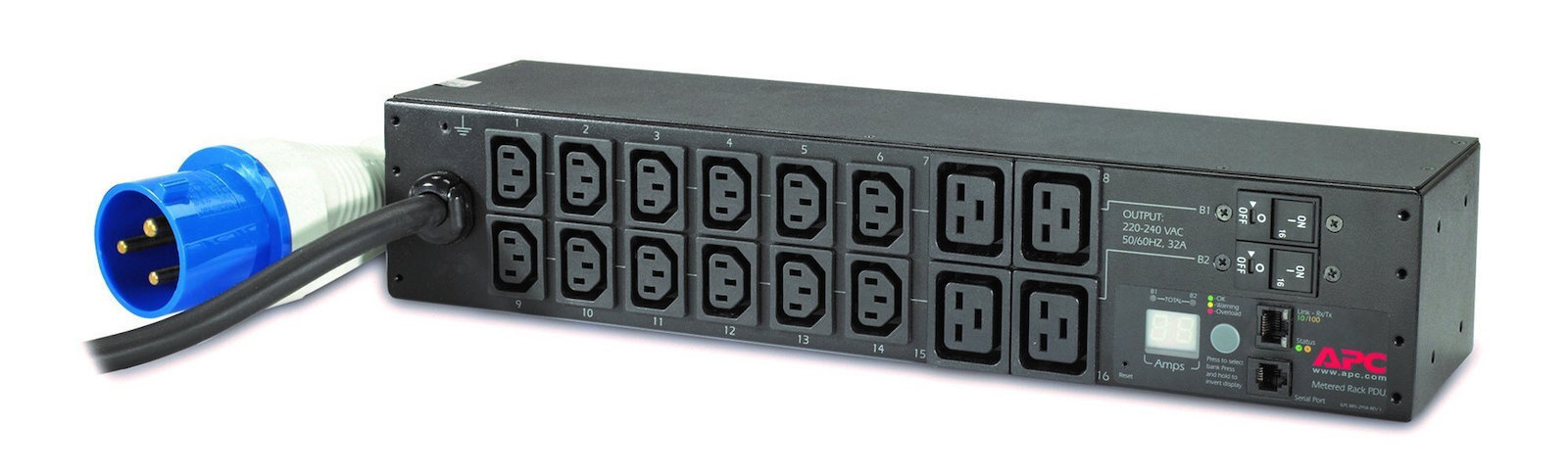 APC Πολύπριζο Rack 2U 1PH 7.4kW 230V 32A x12 C13 and x4 C19 outlets AP7822B