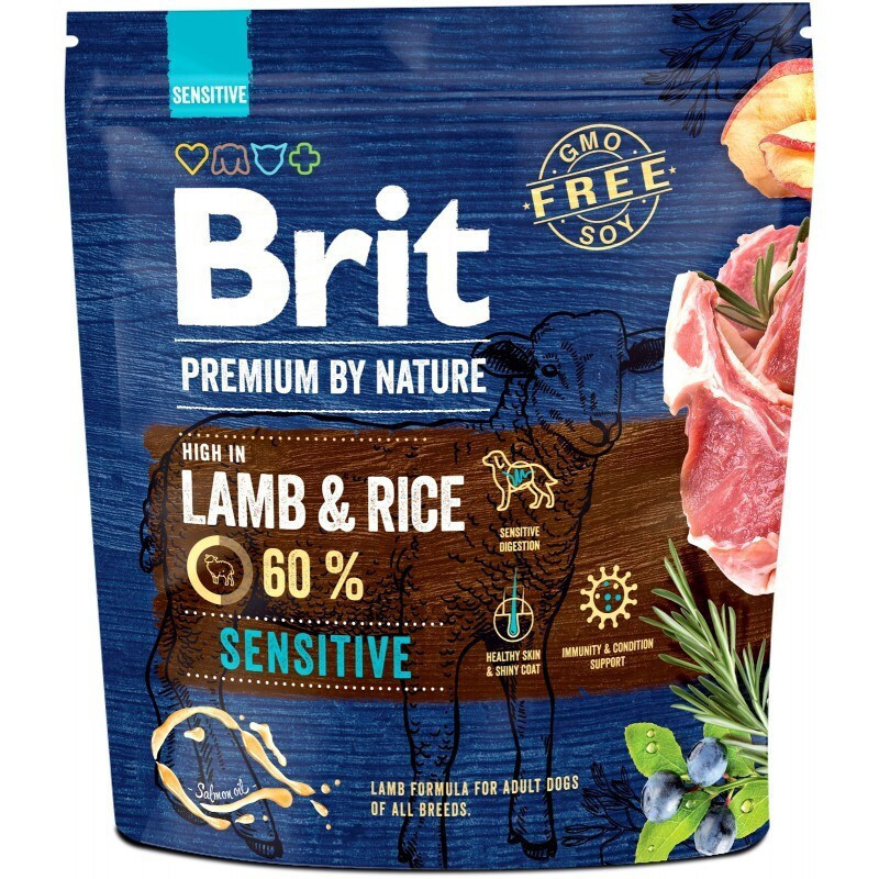 Brit Premium By Nature Adult Sensitive 1kg Ξηρά Τροφή χωρίς Γλουτένη για Ενήλικους Σκύλους με Αρνί και Ρύζι