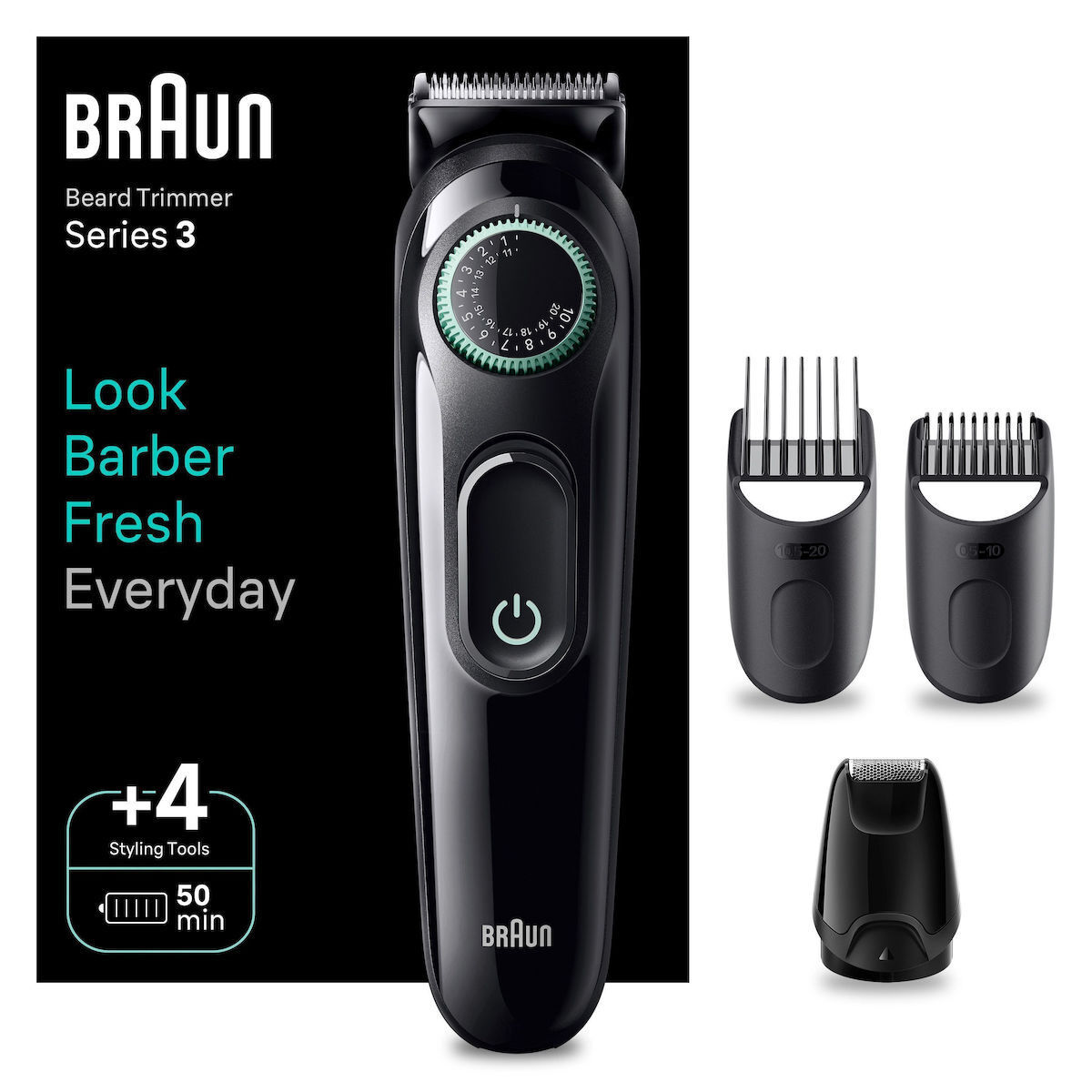 Braun Series 3 Trimmer Μηχανή Επαναφορτιζόμενη Black / Vibrant BT3421 - Image 1