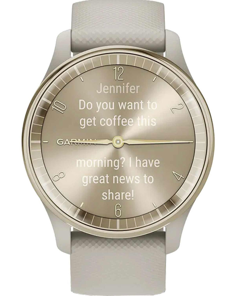 Garmin Vívomove Trend Stainless Steel 40mm Αδιάβροχο Smartwatch με Παλμογράφο (Cream Gold)