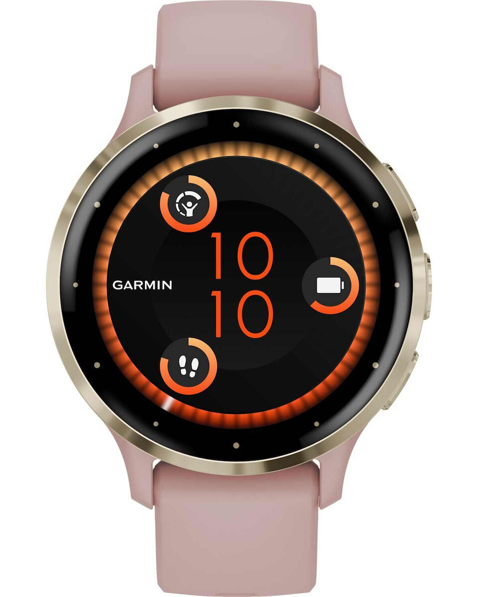 Garmin Venu 3S Stainless Steel 41mm Αδιάβροχο Smartwatch με Παλμογράφο (Soft Gold Stainless Steel Bezel with Dust Rose Case and Silicone Band)