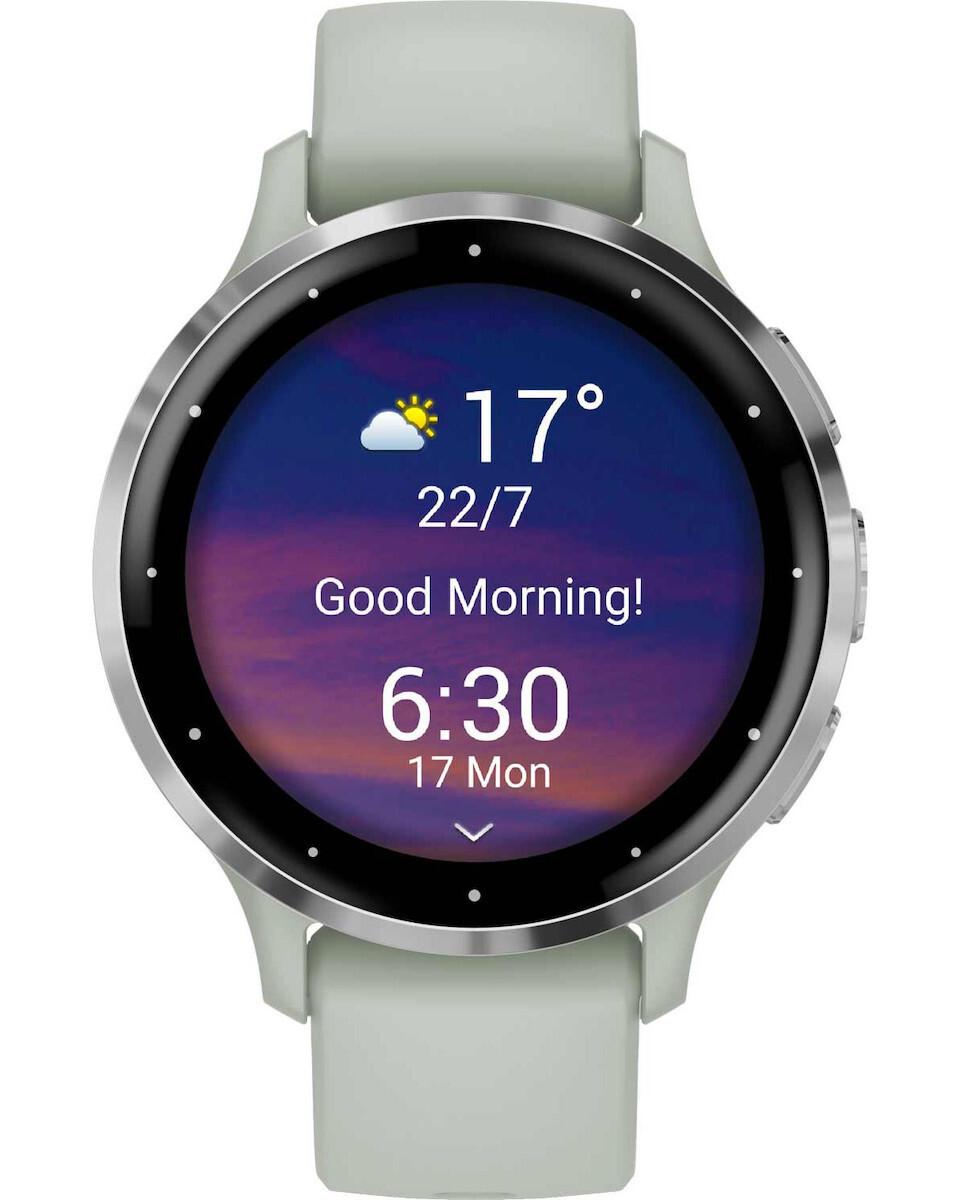 Garmin Venu 3S Stainless Steel 41mm Αδιάβροχο Smartwatch με Παλμογράφο (Silver Stainless Steel Bezel with Sage Gray Case and Silicone Band)