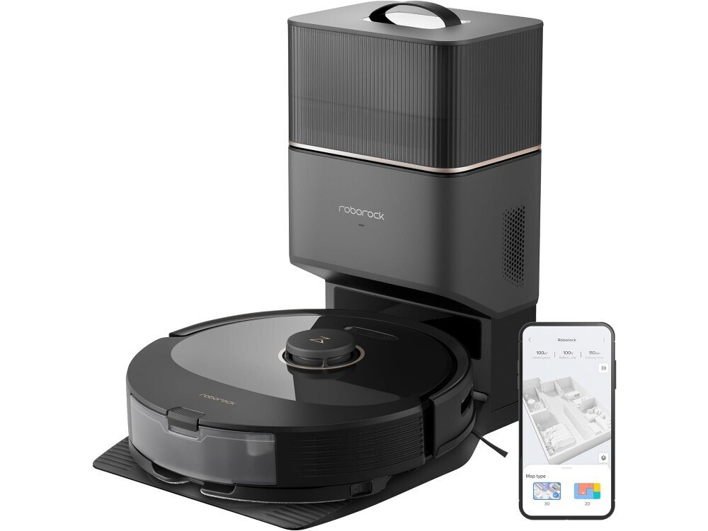Roborock Q8 Max+ Σκούπα Ρομπότ για Σκούπισμα & Σφουγγάρισμα με Χαρτογράφηση και Wi-Fi Μαύρη - Image 1