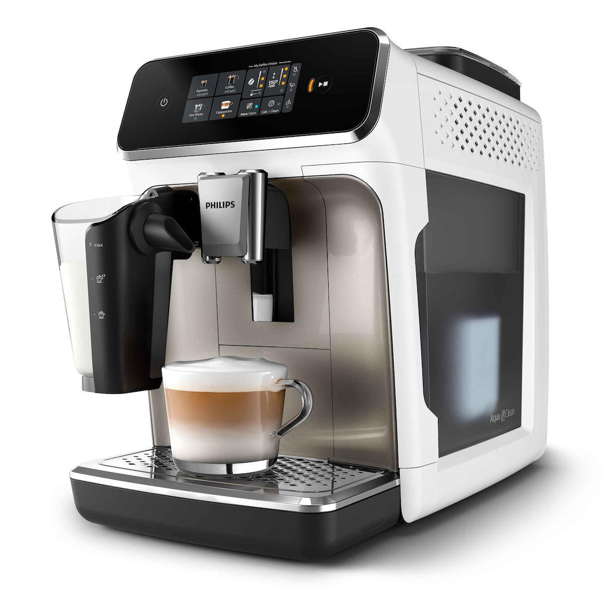 Philips Series 2300 Αυτόματη Μηχανή Espresso 1500W Πίεσης 15bar για Cappuccino με Μύλο Άλεσης Λευκή
