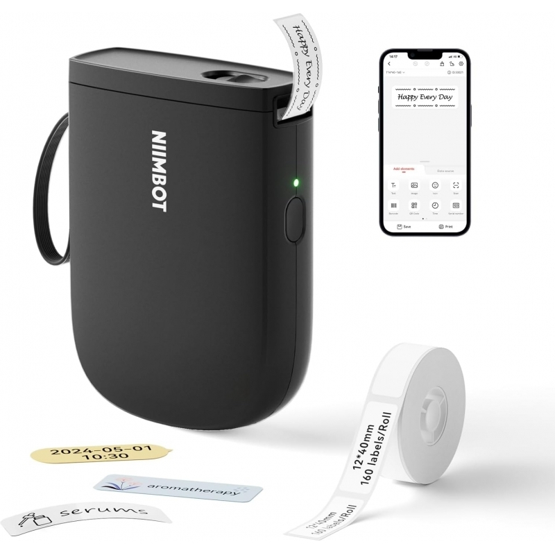 Niimbot Ηλεκτρονικός Ετικετογράφος Χειρός Μονός σε Μαύρο Χρώμα D11-H-BLK