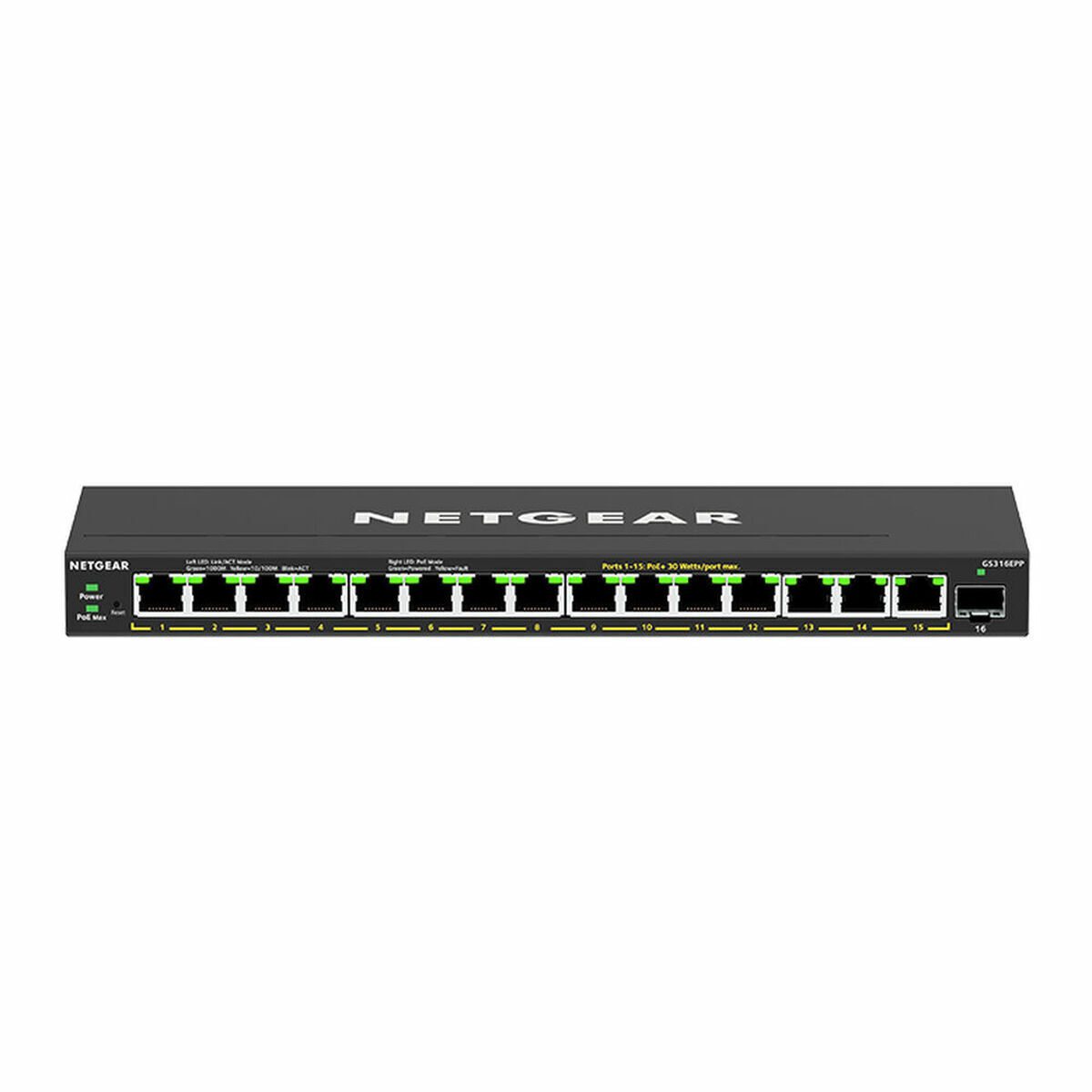 NetGear GS316EPP Managed L2 PoE+ Switch με 15 Θύρες Gigabit (1Gbps) Ethernet