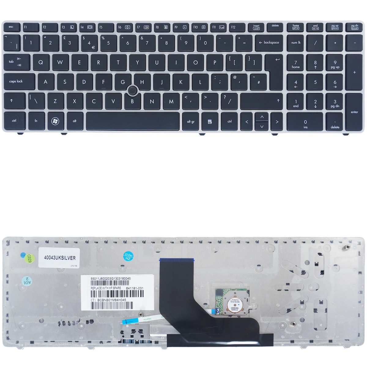 Πληκτρολόγιο Laptop Keyboard Hp Elitebook 8560p Probook 6560b 6565b 641179-001 701987-151 550121c00-035-g 9z.n6gsf.e01 701986-031 55012nt00-035-g 701987-151 9z.n6gsf.l0l 55010jn00203g 55010ks00-289-g Uk Silver Κωδ.40043uksilver
