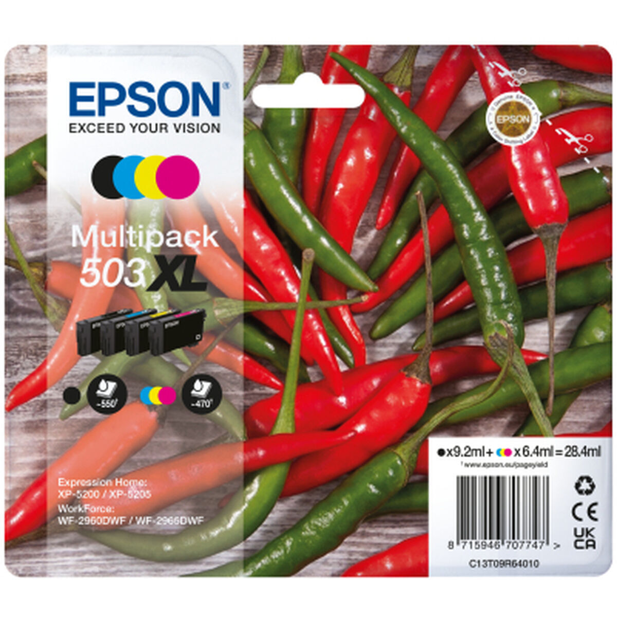 Epson 503 Xl Γνήσιο Μελάνι Εκτυπωτή InkJet Κίτρινο / Κυανό / Ματζέντα / Μαύρο (C13T09R64020)