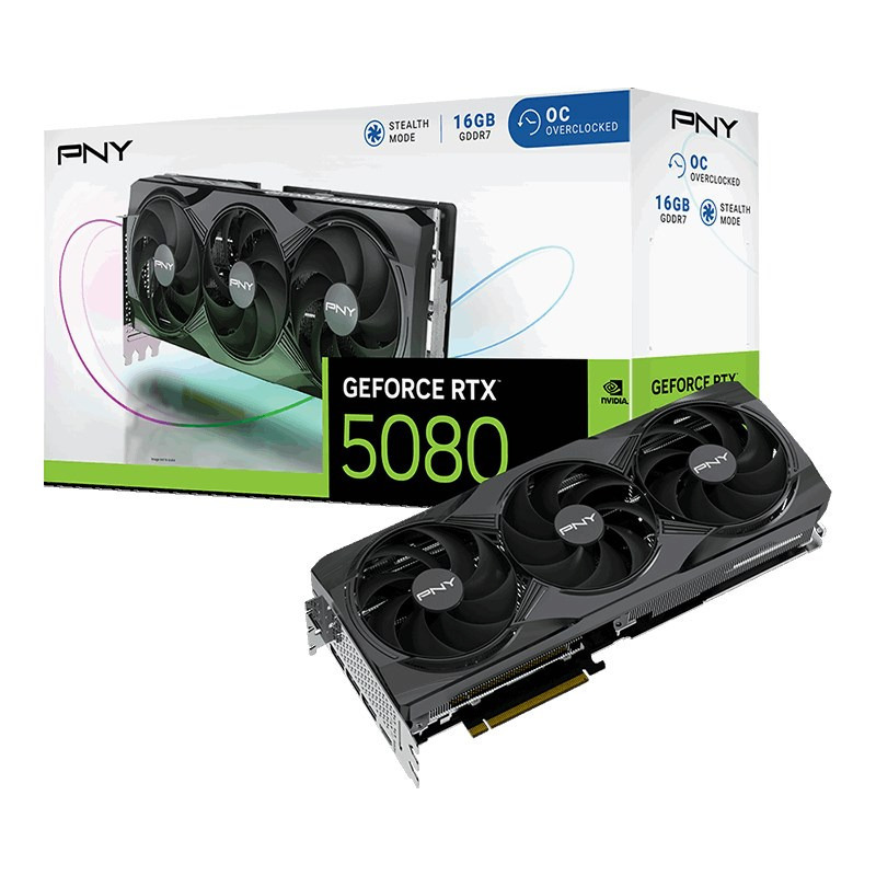 PNY GeForce RTX 5080 16GB GDDR7 Overclocked Triple Fan Κάρτα Γραφικών VCG508016TFXPB1-O