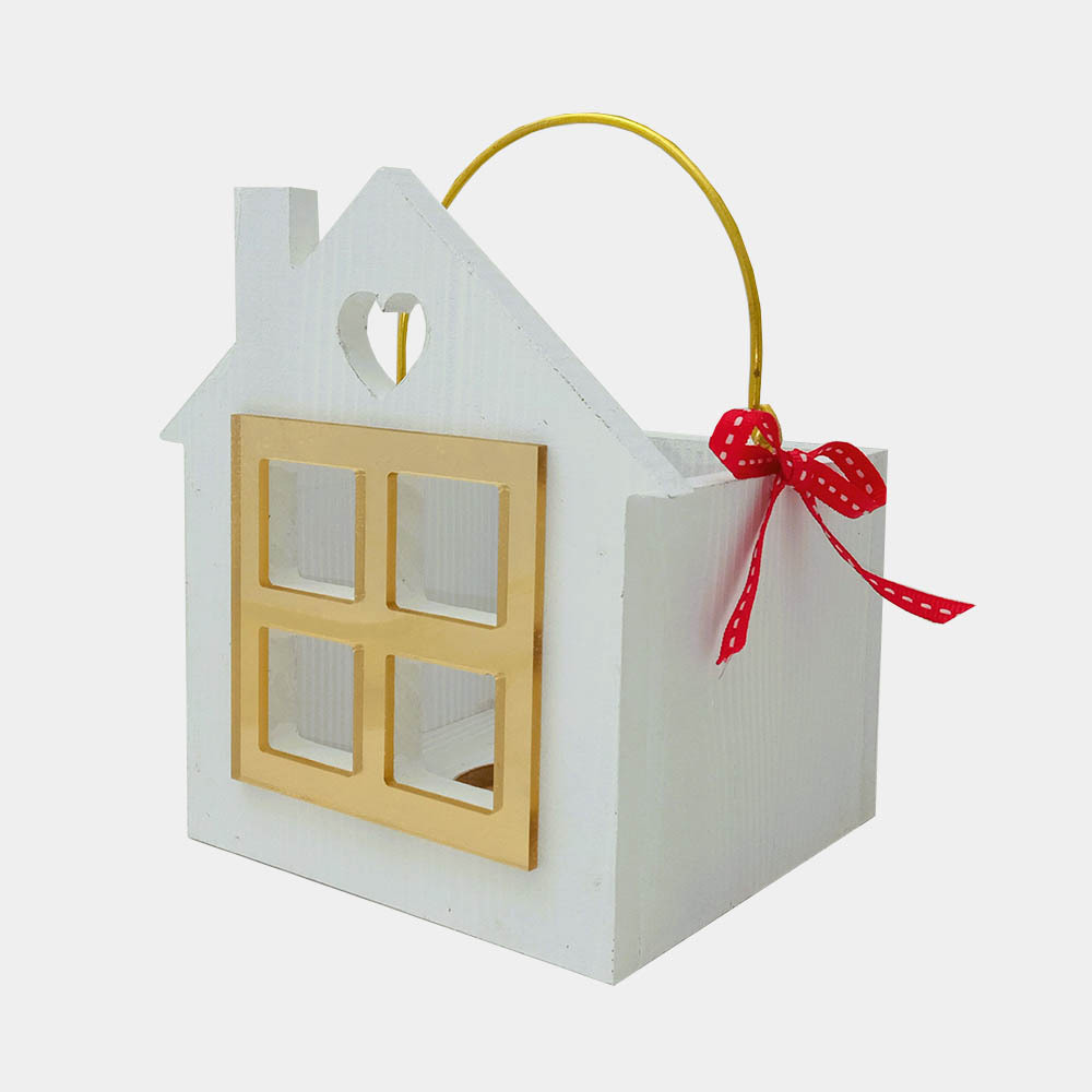 WoodStudio Χριστουγεννιάτικο Ξύλινο Κηροπήγιο Λευκό 15x13.5εκ.