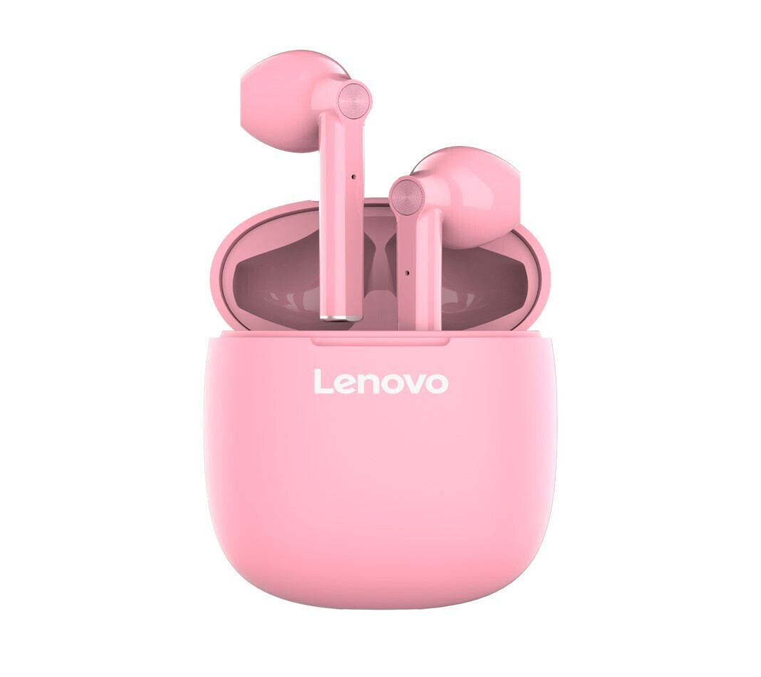 Lenovo HT30 Earbud Bluetooth Handsfree Ακουστικά με Θήκη Φόρτισης Ροζ
