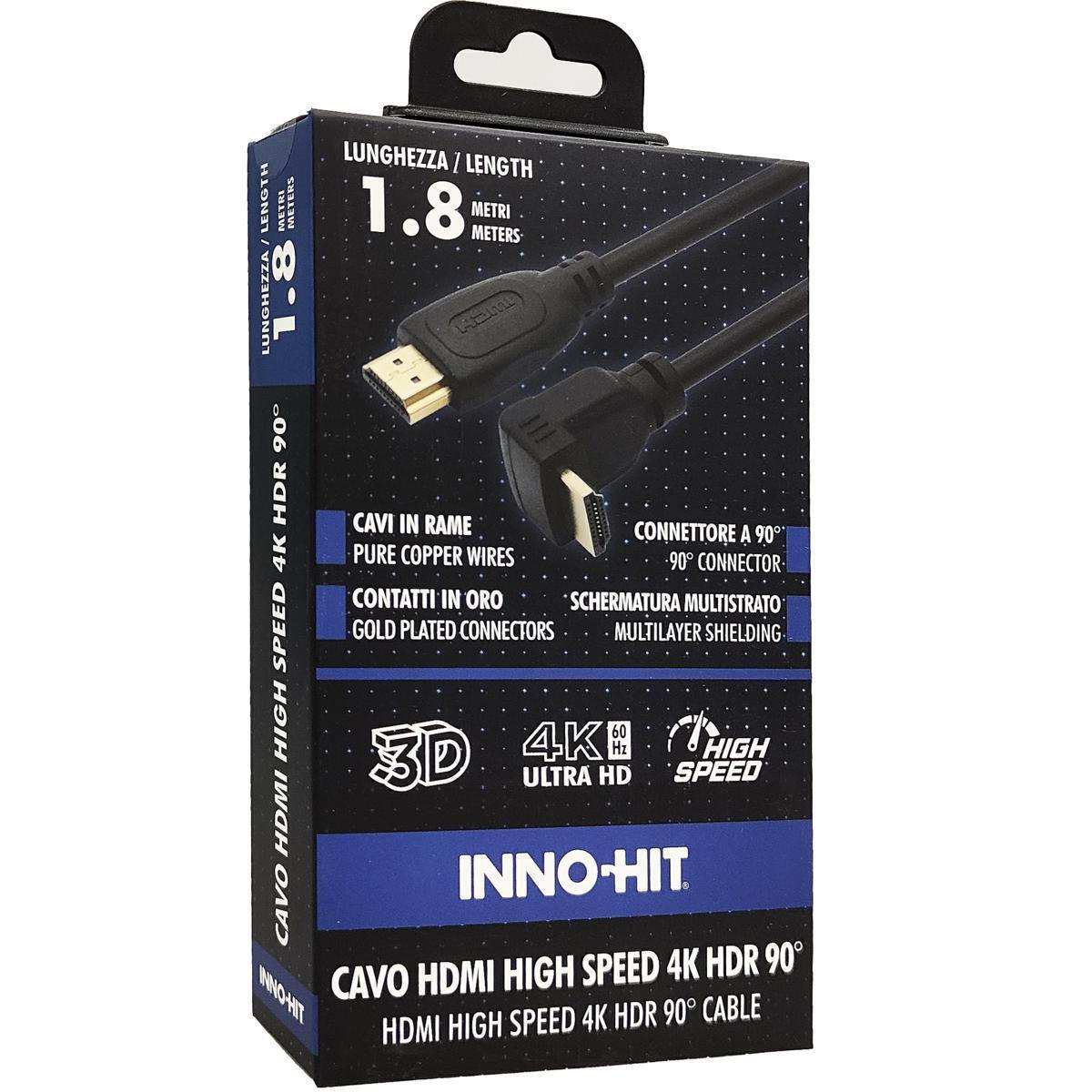 Innohit Angle (90°) Cable HDMI male - HDMI male 1.8m Μαύρο