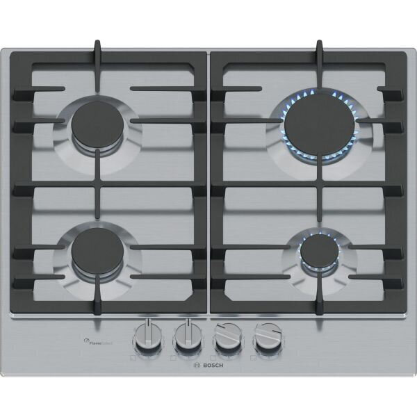 Bosch Serie 6 Εστία Φυσικού Αερίου Αυτόνομη 60x52εκ. Ασημί PCP6A5I90