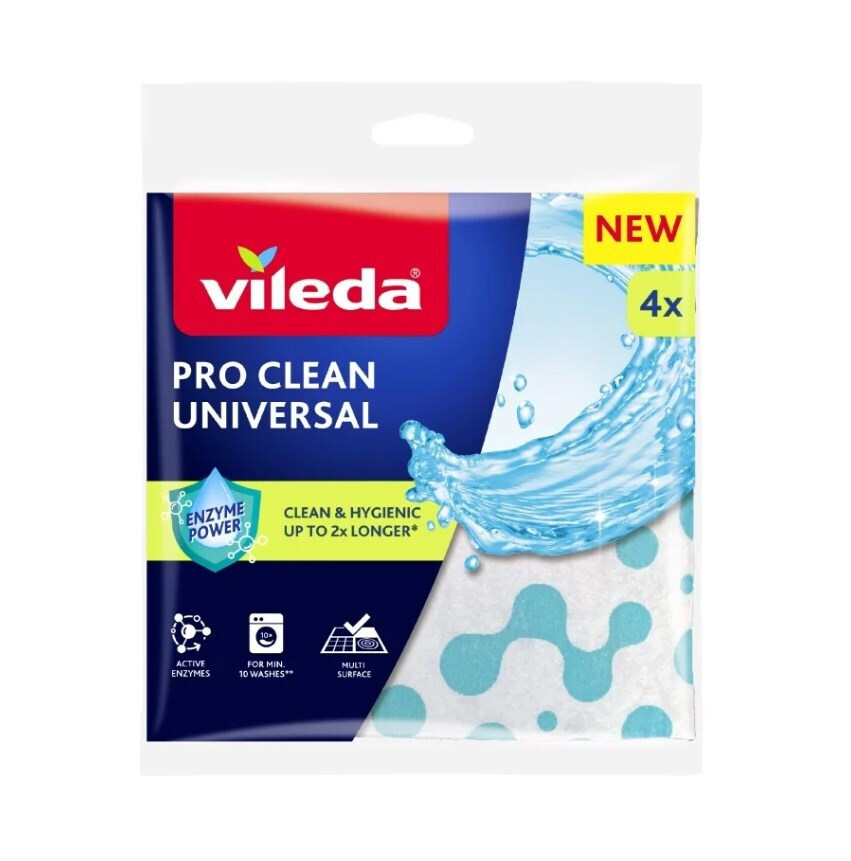 Universal Cloth Enzymes Vileda Pro Clean 4 Pcs