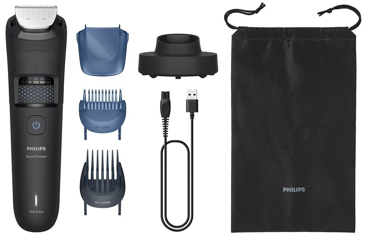 Philips Beardtrimmer 5000 Σετ Επαναφορτιζόμενης Κουρευτικής Μηχανής Μαύρο BT5780/15