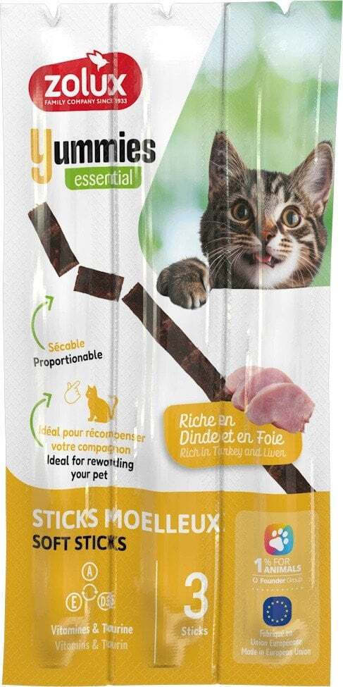 Zolux Soft Training Treats Cats Yummies Sticks Turkey Liver