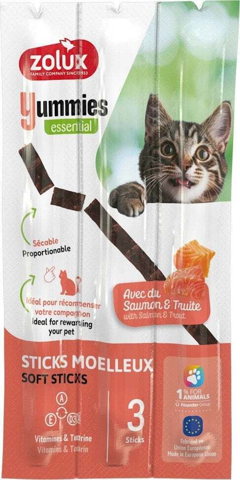Zolux Soft Training Treats Cats Yummies Sticks Salmon Trout