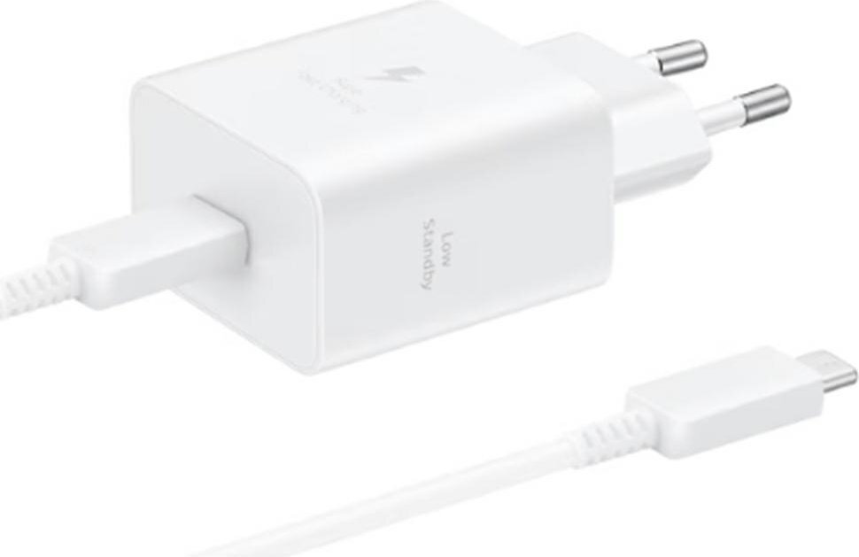 Samsung Φορτιστής με Θύρα USB-C και Καλώδιο USB-C - USB-C 45W Power Delivery Λευκός (EP-T4511X)