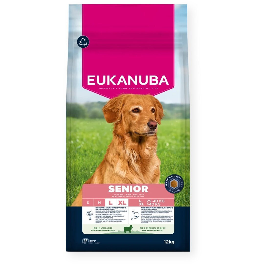 Eukanuba 12kg Ξηρά Τροφή για Ηλικιωμένους Σκύλους Μεγαλόσωμων Φυλών με Αρνί και Ρύζι