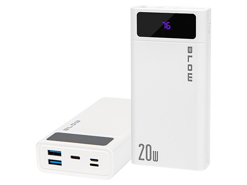 Blow PB20E Power Bank 20000mAh 20W με 2 Θύρες USB-A και Θύρα USB-C Λευκό
