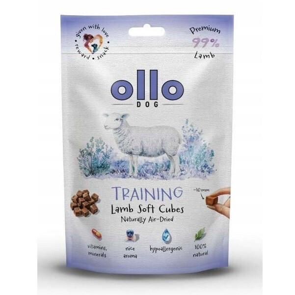 Ollo Air Dried Training Lamb Cubes Dog Treat 80g