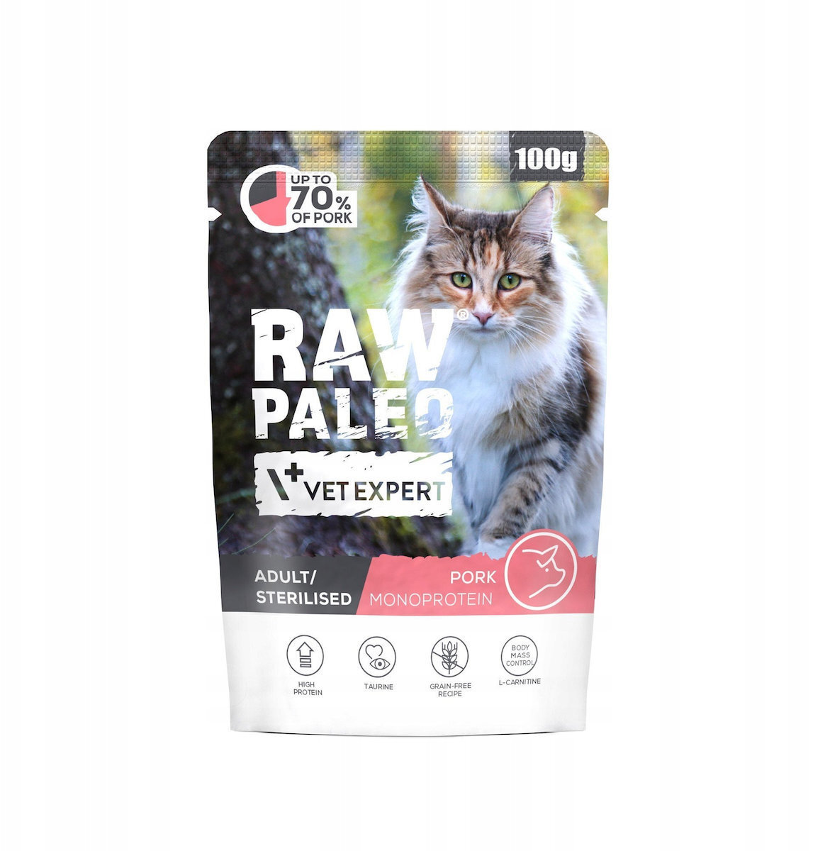 Vetexpert Raw Paleo Adult Sterilised Cat Pork 100g