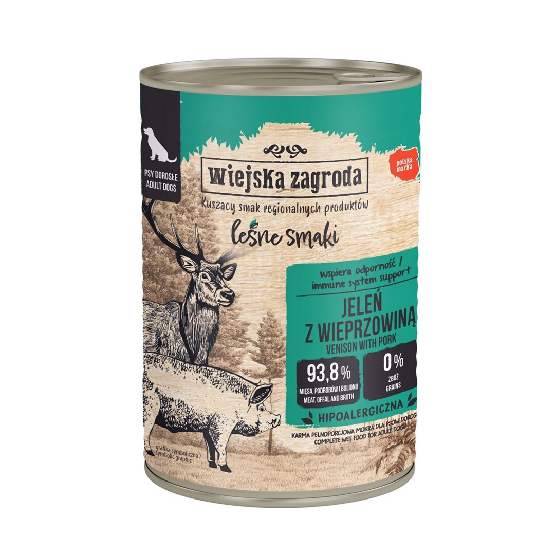 Wiejska Zagroda Forest Flavours Venison Pork Wet Dog Food 400g