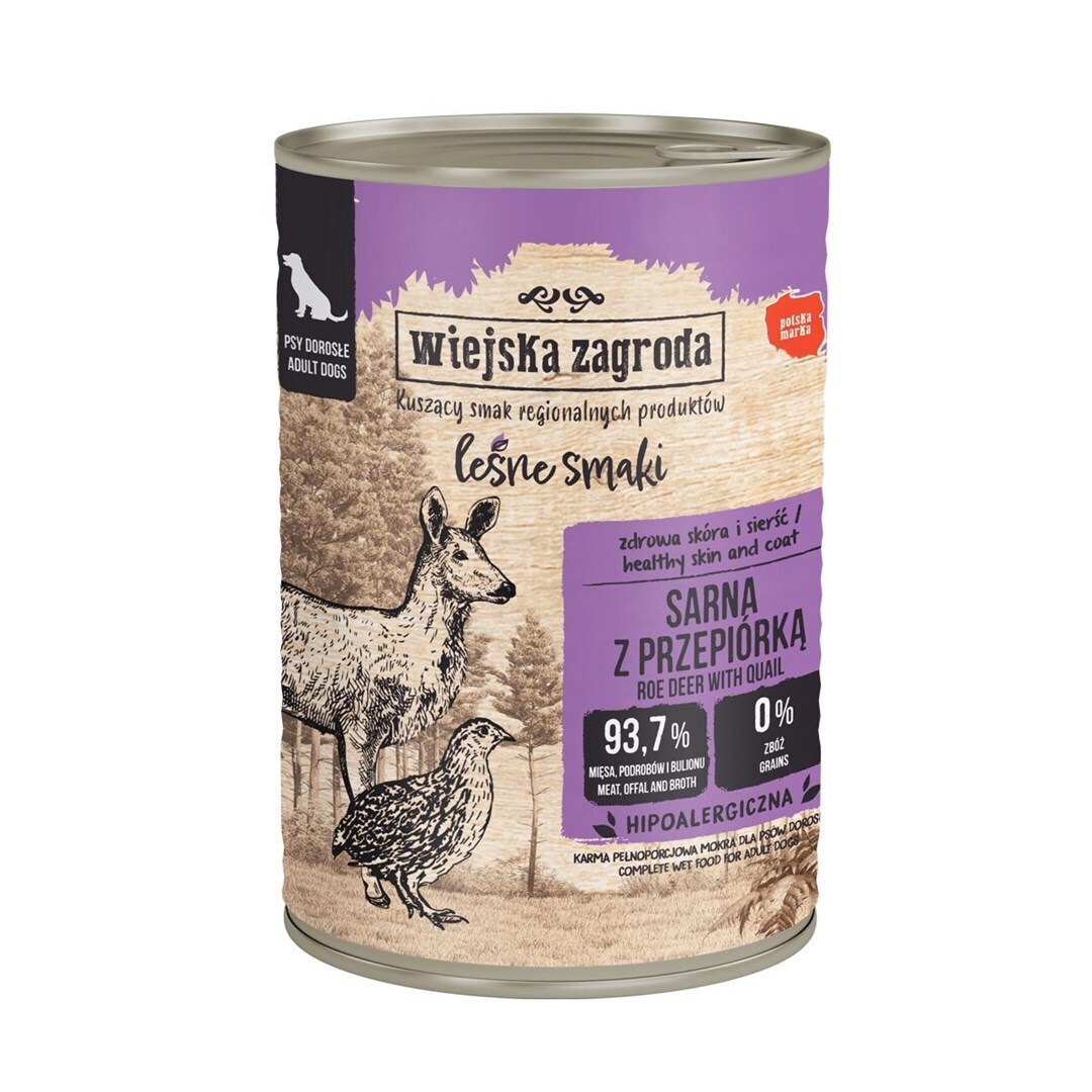 Wiejska Zagroda Forest Flavours Roe Deer A Quail Wet Dog Food 400g